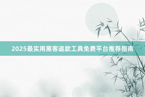 2025最实用黑客追款工具免费平台推荐指南