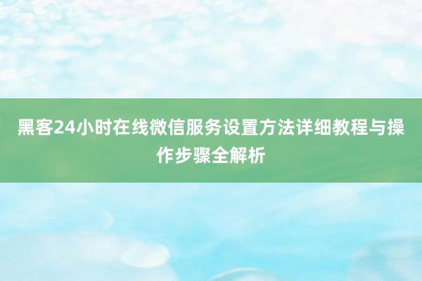 黑客24小时在线微信服务设置方法详细教程与操作步骤全解析