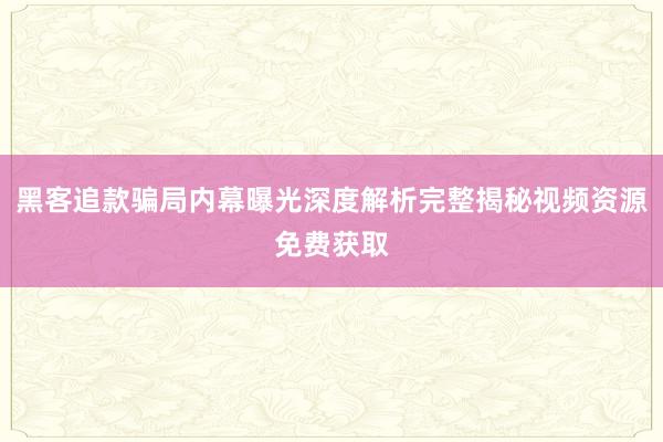 黑客追款骗局内幕曝光深度解析完整揭秘视频资源免费获取