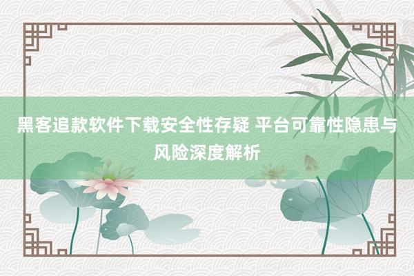 黑客追款软件下载安全性存疑 平台可靠性隐患与风险深度解析